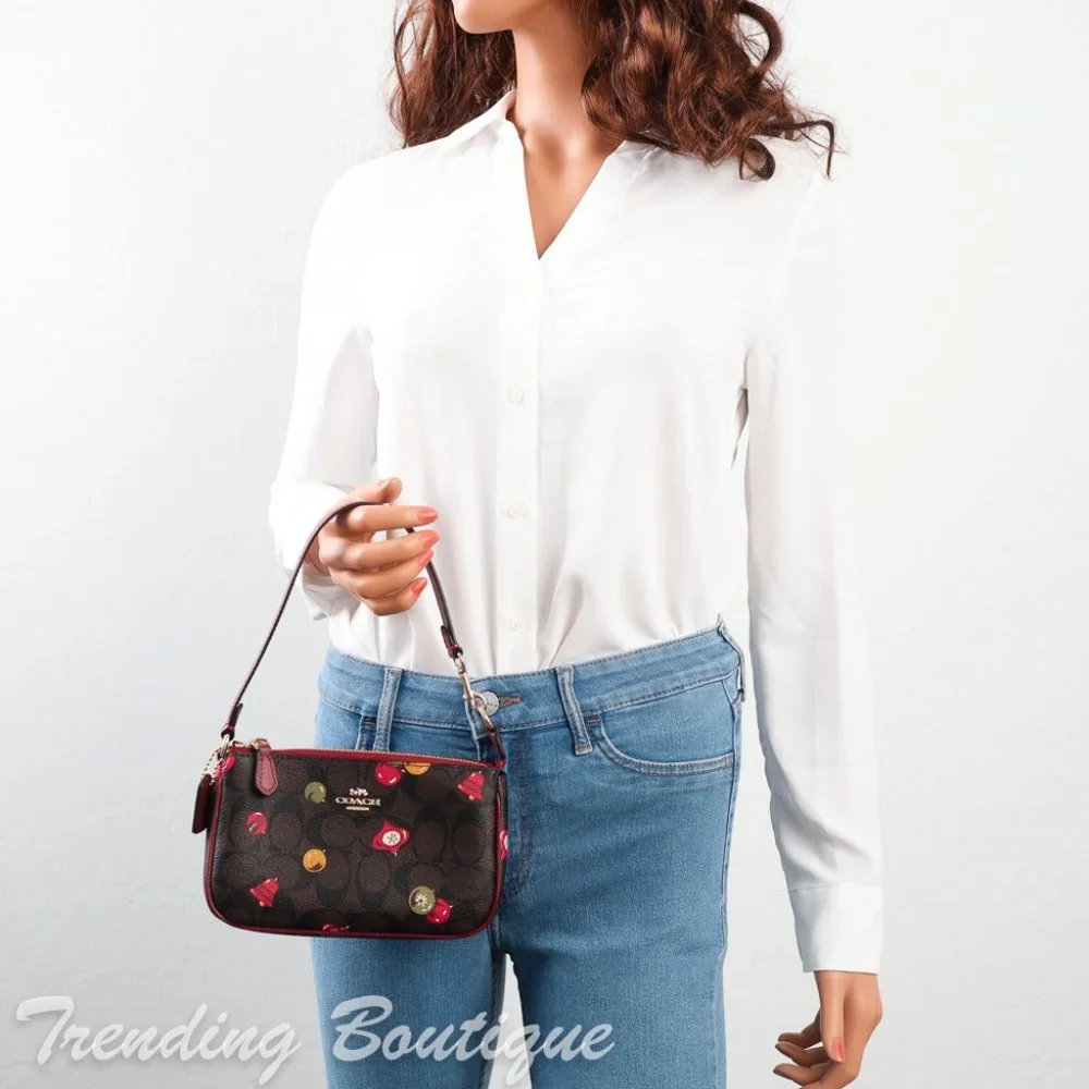 NWT Coach C7403 Nolita 19 in Signature Canvas with Ornament Print Brown Black - Picture 3 of 12